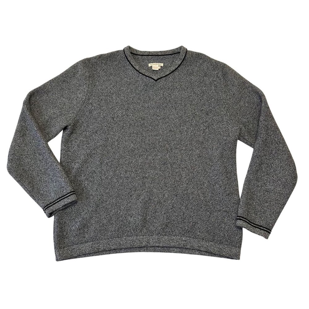 Carbon 2 Cobalt Cotton Textured Knit Heavyweight Pullover V-Neck Sweater Size M
